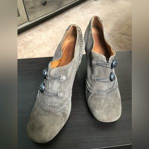 Naya brand heels. Vintage suede look; slip ons. Size 8M. 3.5” heels.